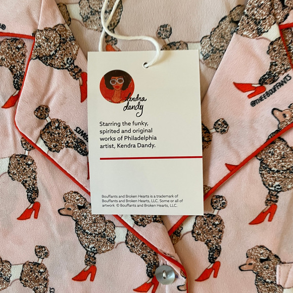 Pink Poodle Pajama Shorts Set Size SMALL by Bouffants & Broken Hearts New - Picture 9 of 16